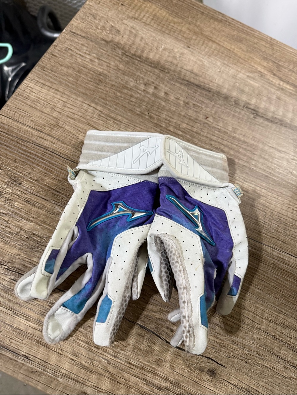 Mizuno Purple, Teal & White Baseball Batting Gloves
